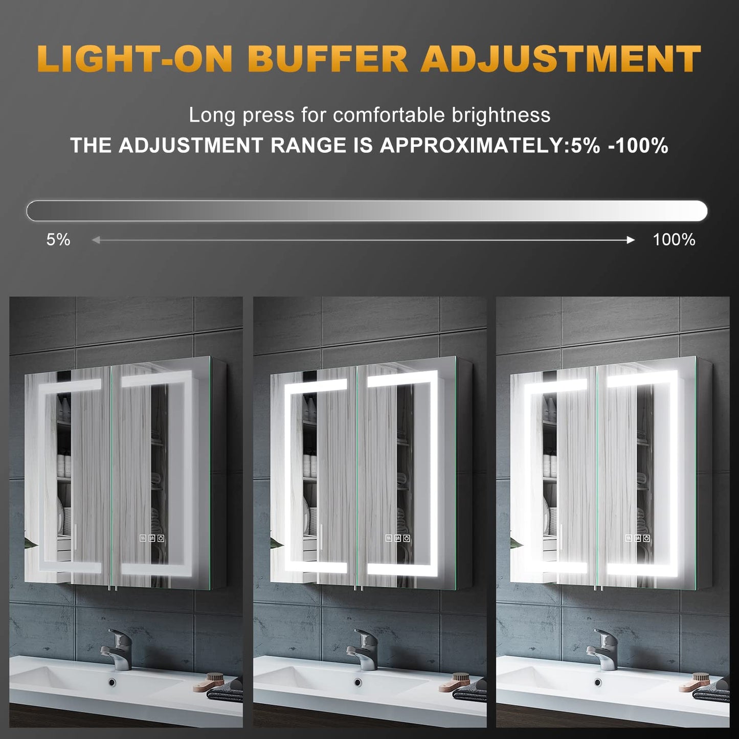 ELEGANT Modern LED Bathroom Mirror Cabinet with Shaver Socket, 630x650mm