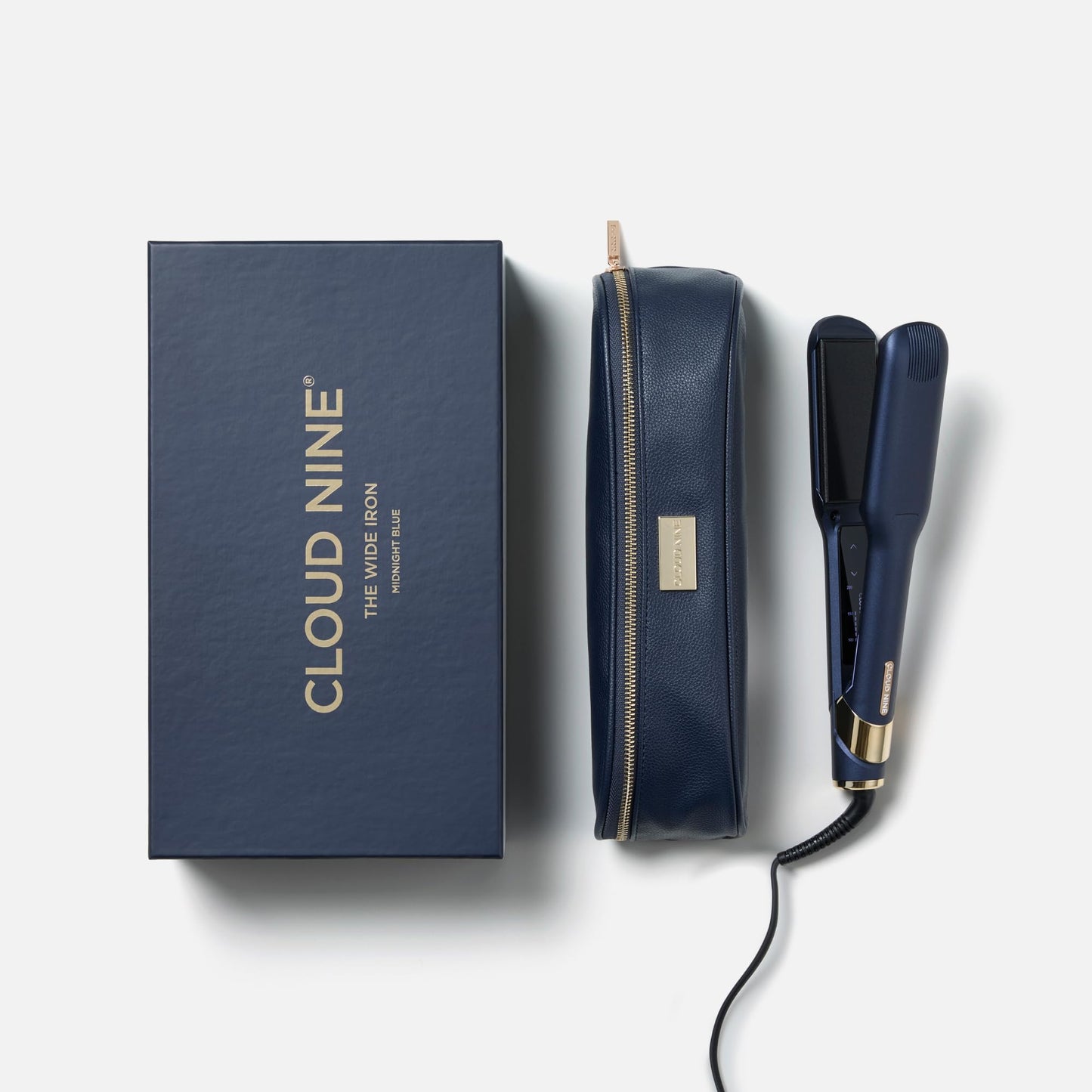 CLOUD NINE The Wide Iron Hair Straightener Blue | Variable Temperature Control | Revive Mode Mineral-Infused Plates | Digital Display 360? Swivel Cord