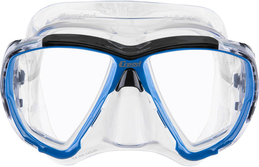 CRESSI Big Eyes+Alpha Ultra Dry Combo Clear/Azure - Combo Set Mask + Snorkel UD for Diving and Snorkelling, Transparent/Azure, One Size, Adults