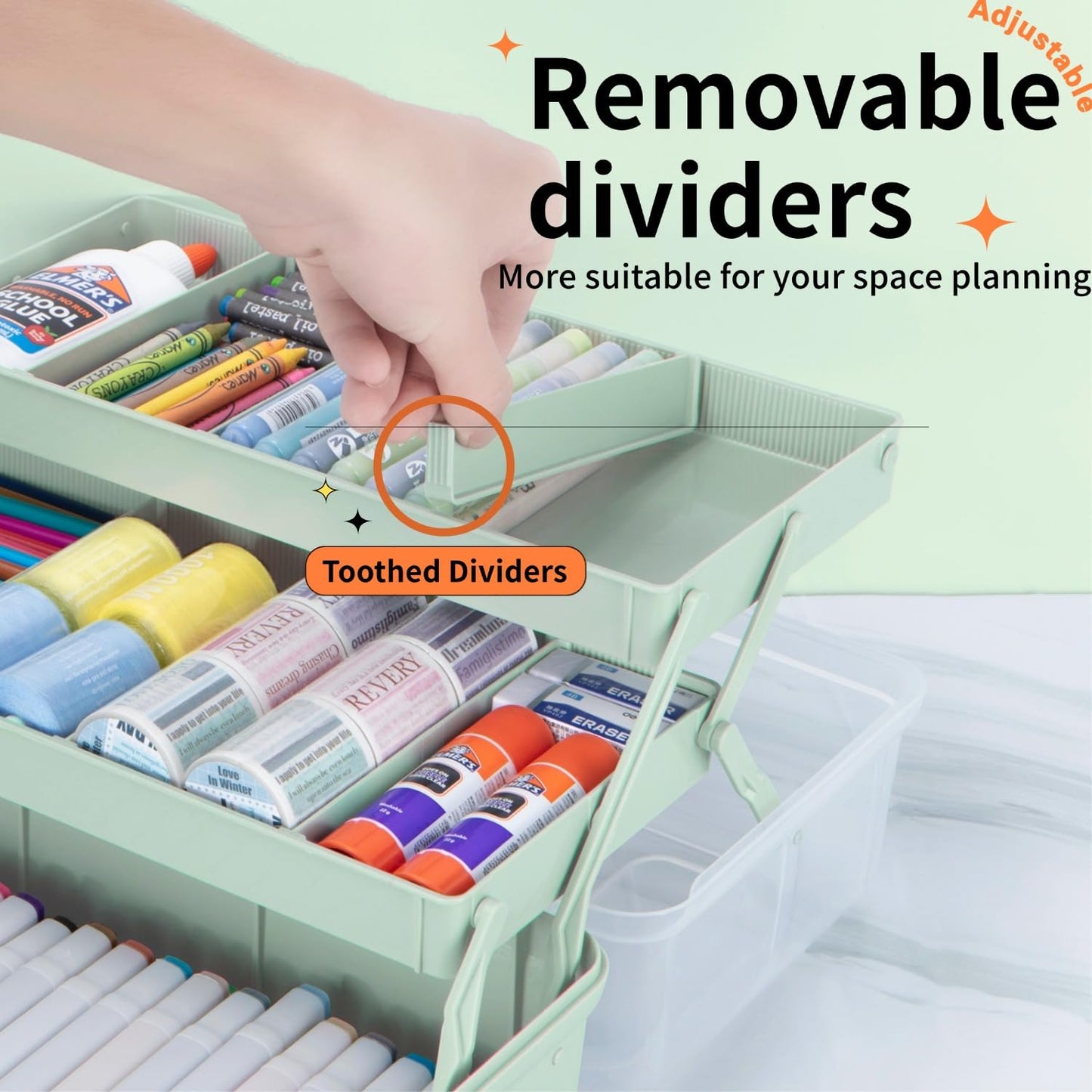 Creahaus 12.5in 3 Layer Multipurpose Storage Box/Craft Storage Boxes With Compartments/Plastic Tool Box/Medicine Storage/Hair Accessories