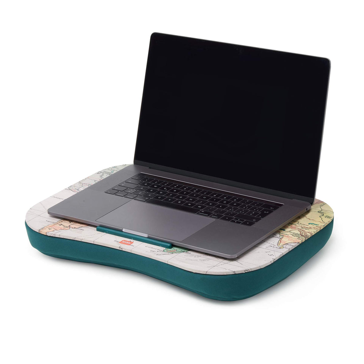 Legami - Laptop Stand, 44 x 33.5 cm, Laptop Tray, Slot Holder for Tablet, Travel Theme, Soft Cushion with Padding, Side Handle
