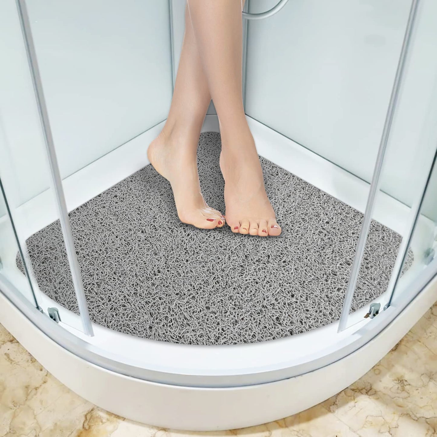 Square Bath Mat,Loofah Shower Mat,Non Slip Anti Mould Bathroom Mats with Drain,Washable Bath Mats for Bathroom & Wet Floor,PVC Shower Mat for Inside