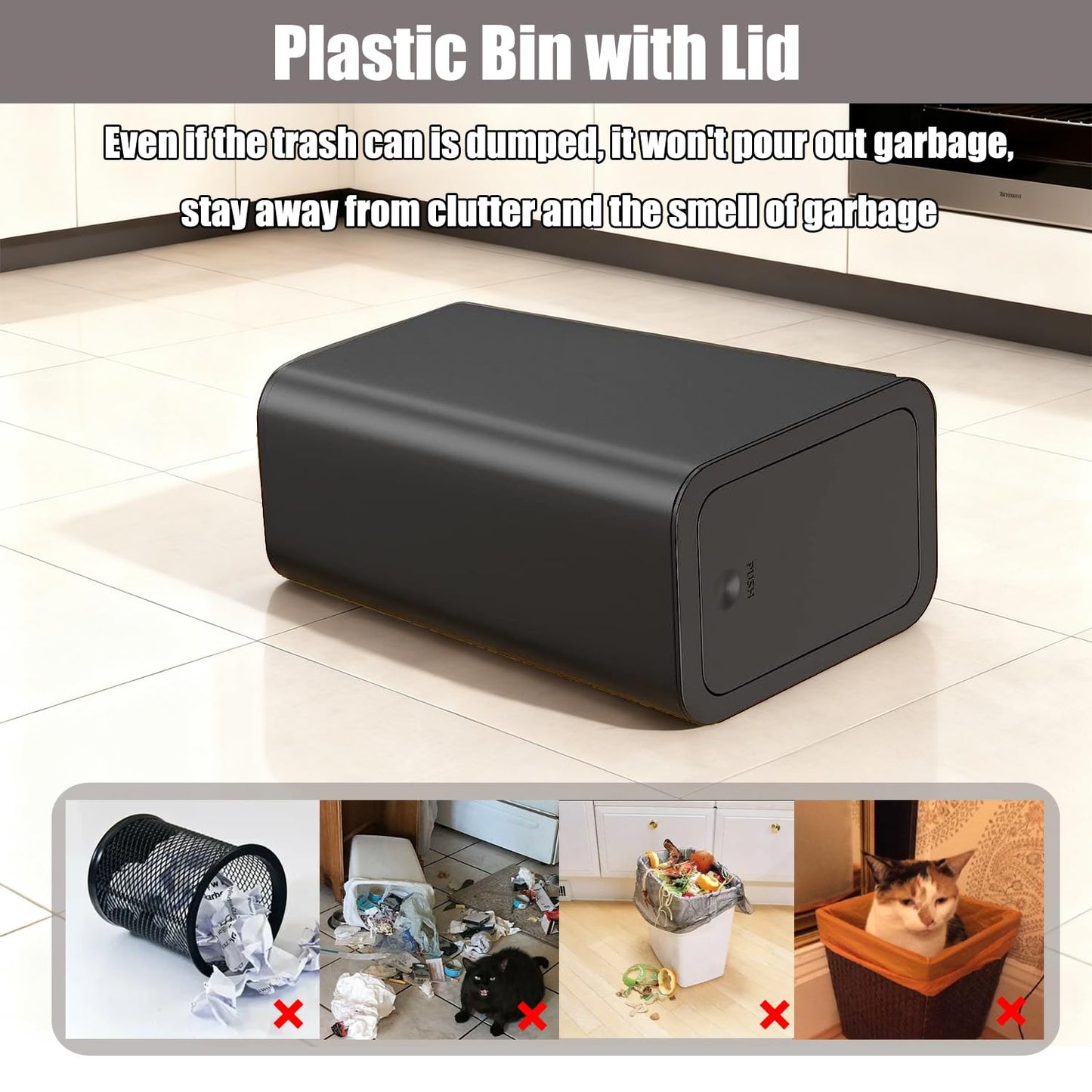 Stowetry 3 Pack Bedroom Bin,10L Plastic Bathroom Bin with Lid