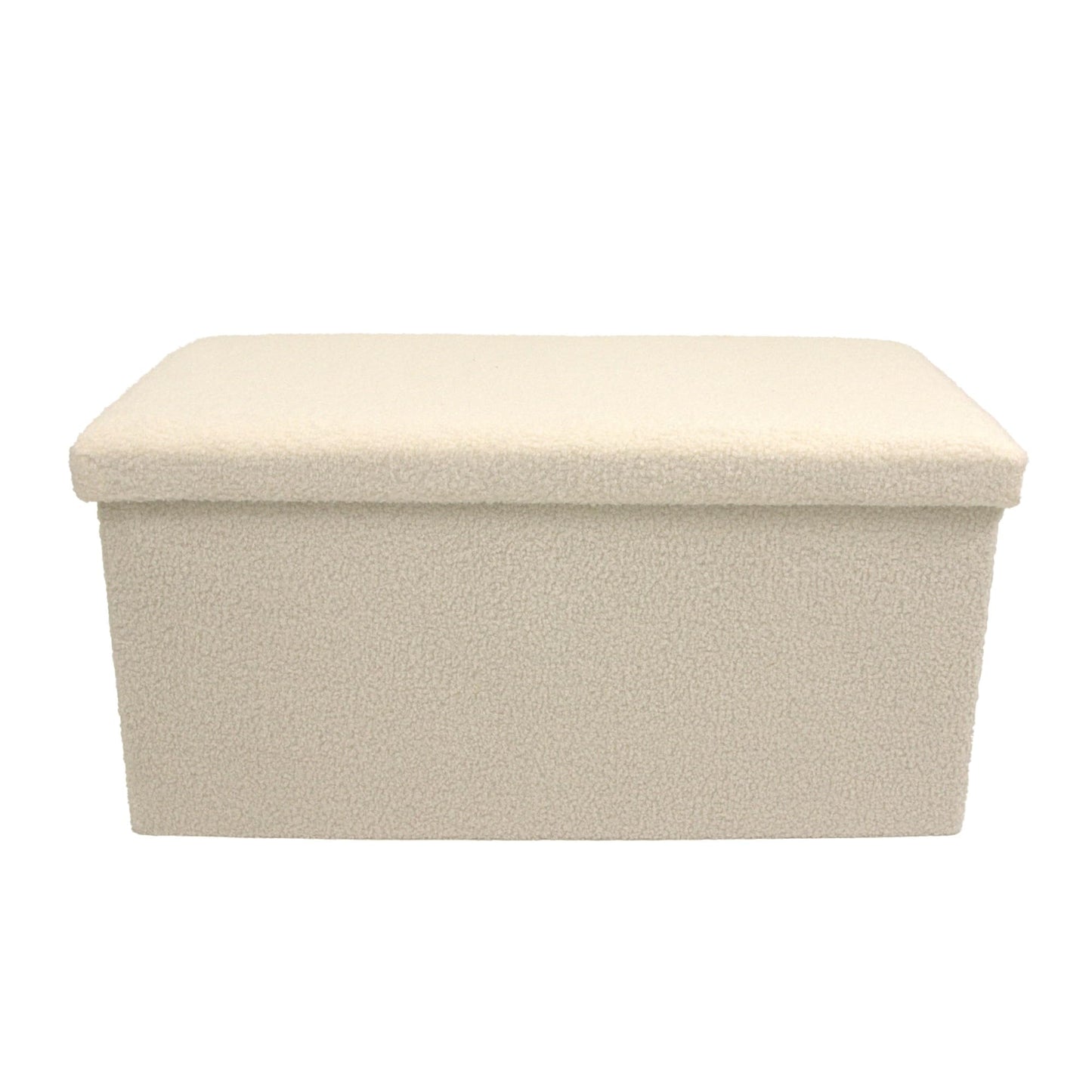 Libbi Lou White Teddy Boucle Foldable Footstool/Ottoman Storage Box | 76 x 38 x 38 cm |Ottoman for Home, Office or Bedroom | Store up to 40kg