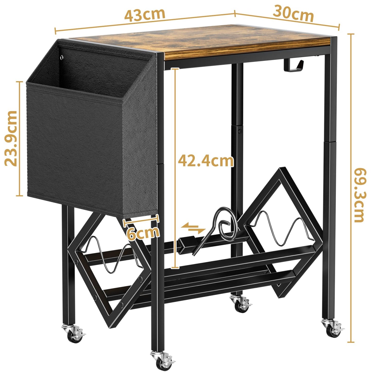 Vinyl Record Player Stand - Retro Vinyl Holder and Record Player Table, up to Storage 80 Albums, with Turntable Castors and Organising Fabric Bag