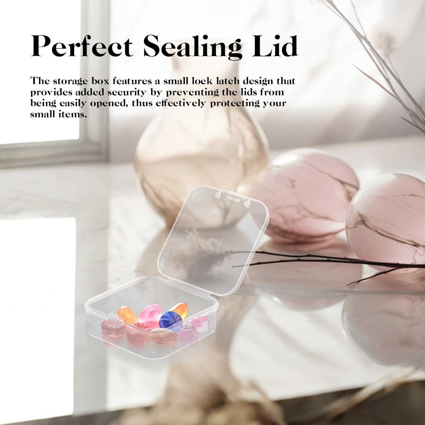 20Pcs Small Clear Plastic Storage Box, Transparent Square Bead Organiser