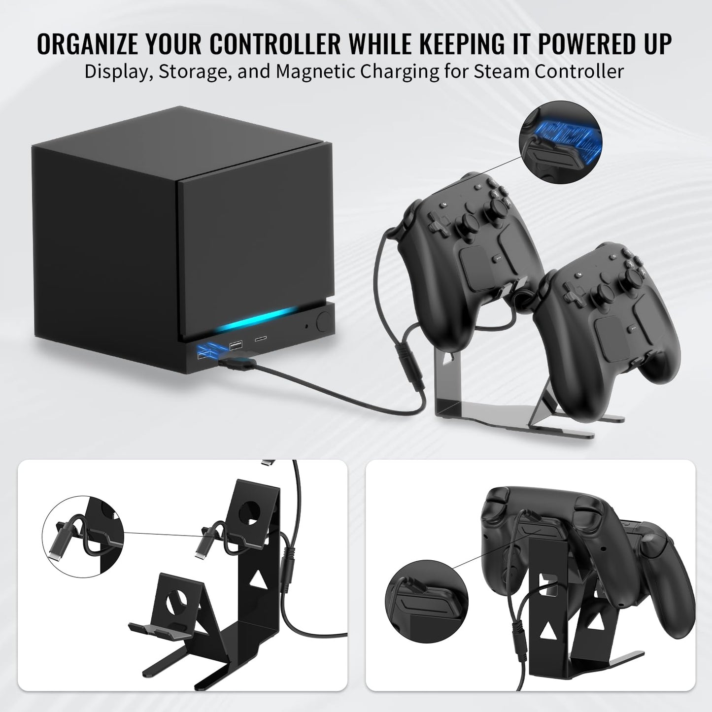 JOYTORN Steam Controller Compatible Controller Stand, Double-Tier Controller Display Stand, Metal Desktop Organiser