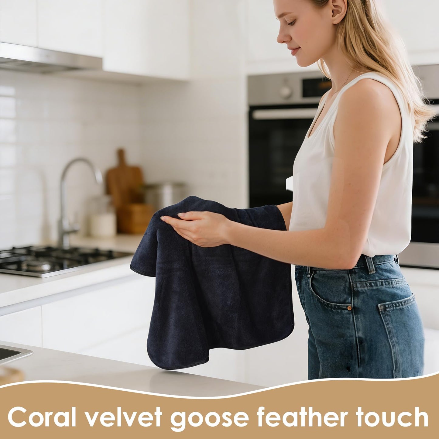 VIVOTE Microfibre Bathroom Hand Towels Black Hand Towels for Kitchen