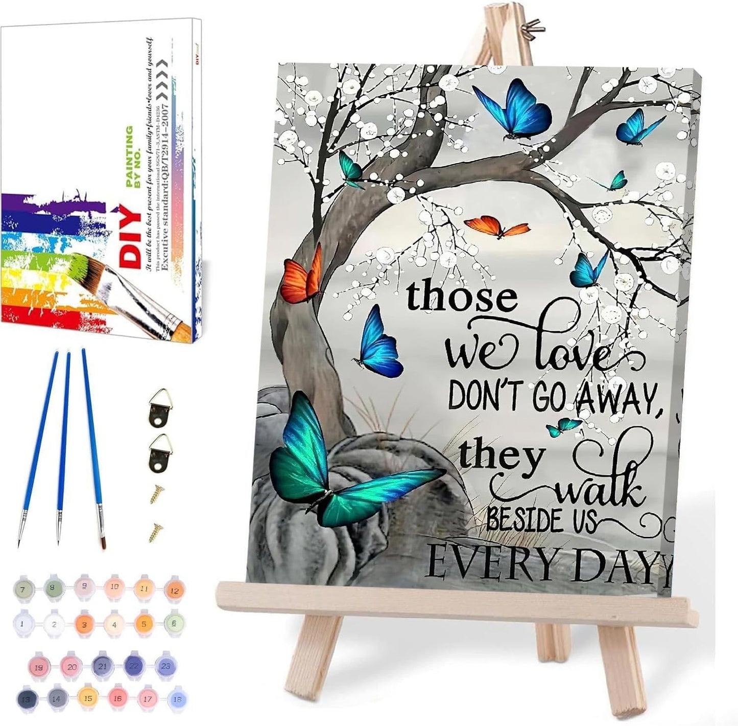 Inspirational Paint by Numbers for Adults with Framed Canvas-with Wooden Easel,Paint by Number on Framed Canvas,DIY Acrylic Oil Painting Kits with