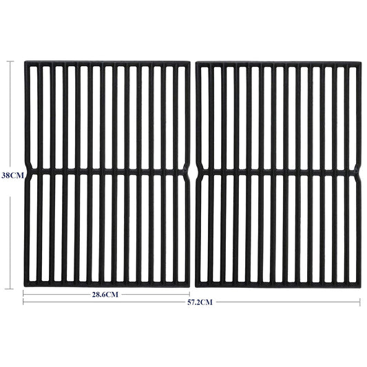GFTIME 7522 38 x 28.6cm Cooking Grate for Weber Spirit E200 E210 S200 S210 Gas Grills with Side Burner Knobs, Cast Iron Grids for Genesis Silver A,