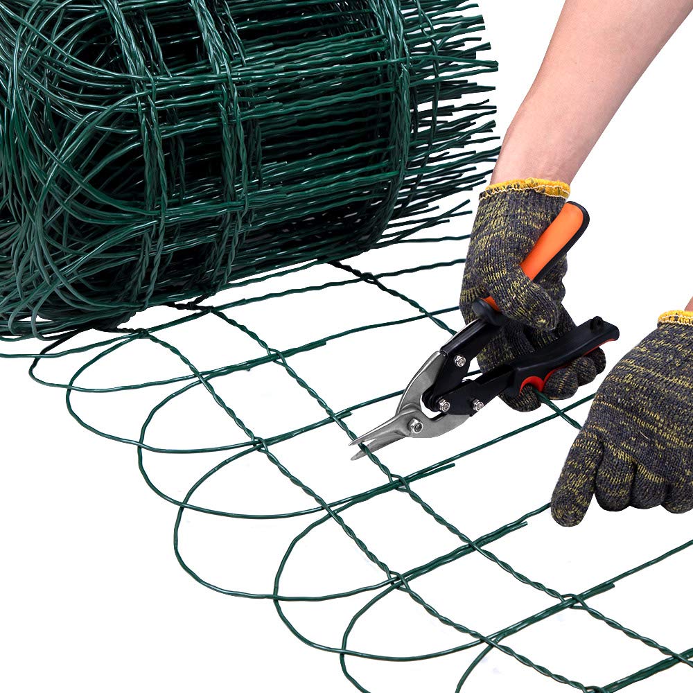 Amagabeli Garden Home 0.4M x 25M Green Garden Border Fence 2.95mm RAL6005 PVC Coated Metal Wire Fencing Rustproof Netting Border Edge for Outdoor