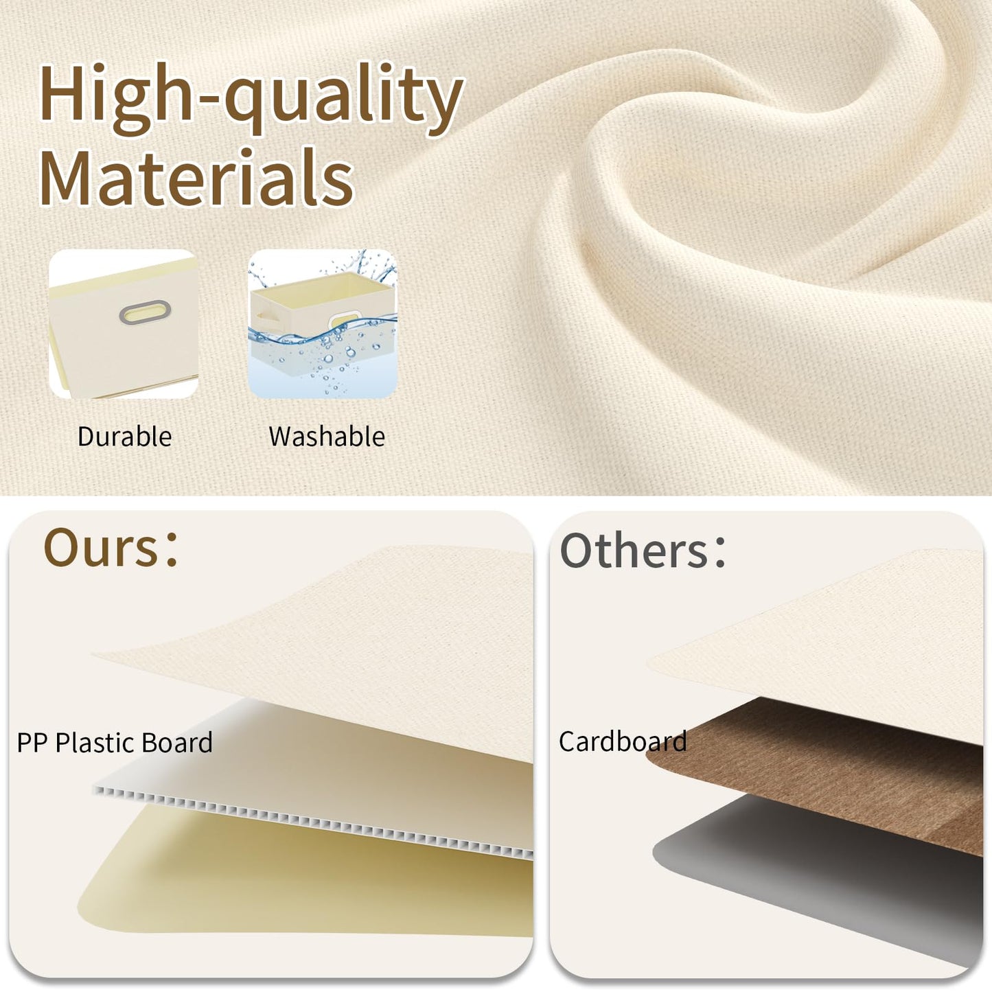 ENUMAIL Collapsible Open Storage Baskets,33x23x20cm,Beige,4 Pack