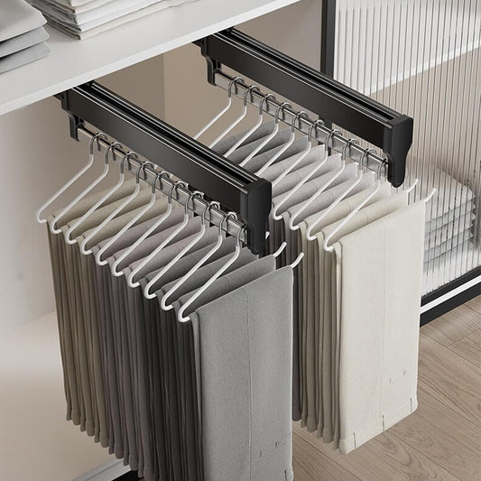 MAFAGE Extendable Clothes Rail for Pulling Out Hangers, Adjustable Wardrobe, Telescopic Rod, Clothes Rail (597 mm, Black)