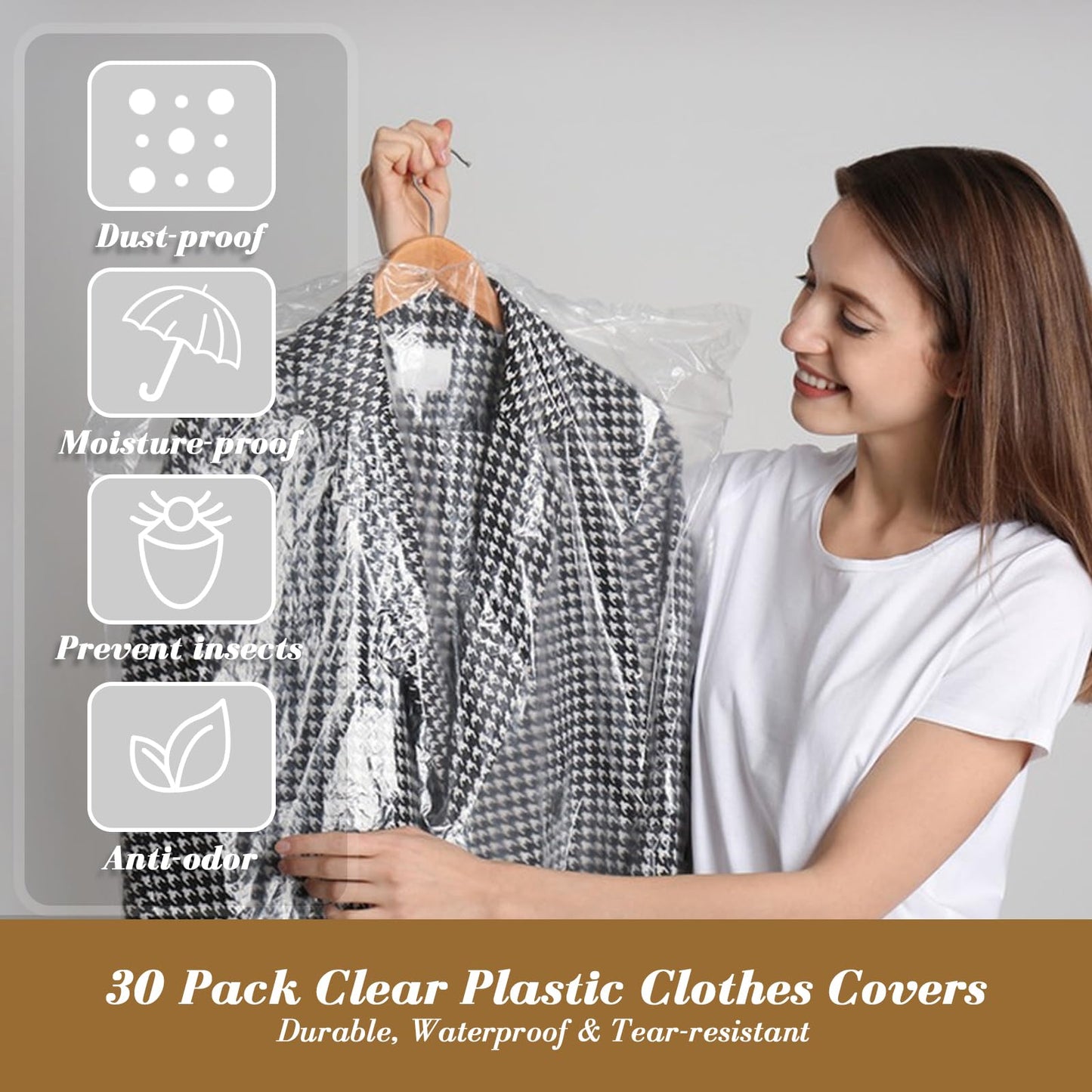 Pack of 30 Clothes Covers Protector Bags,Clothes Covers