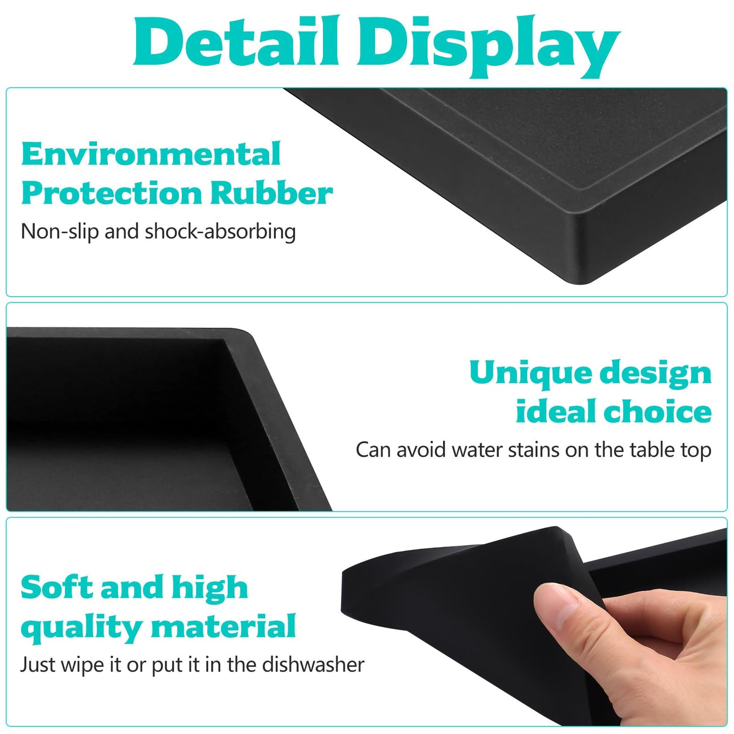 2 Pcs Bathroom Tray Organiser, Silicone Vanity Tray White Trays Rectangular, Decorative Trays for Cosmetic Candles Towel Soap Jewelry Kitchen Sink