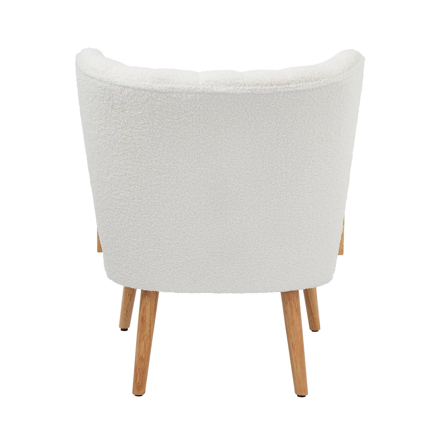 GFW Enzo Cream Teddy Accent Chair, Bouclé Upholstered Armchair with Wooden Arms and Scandi Style Design