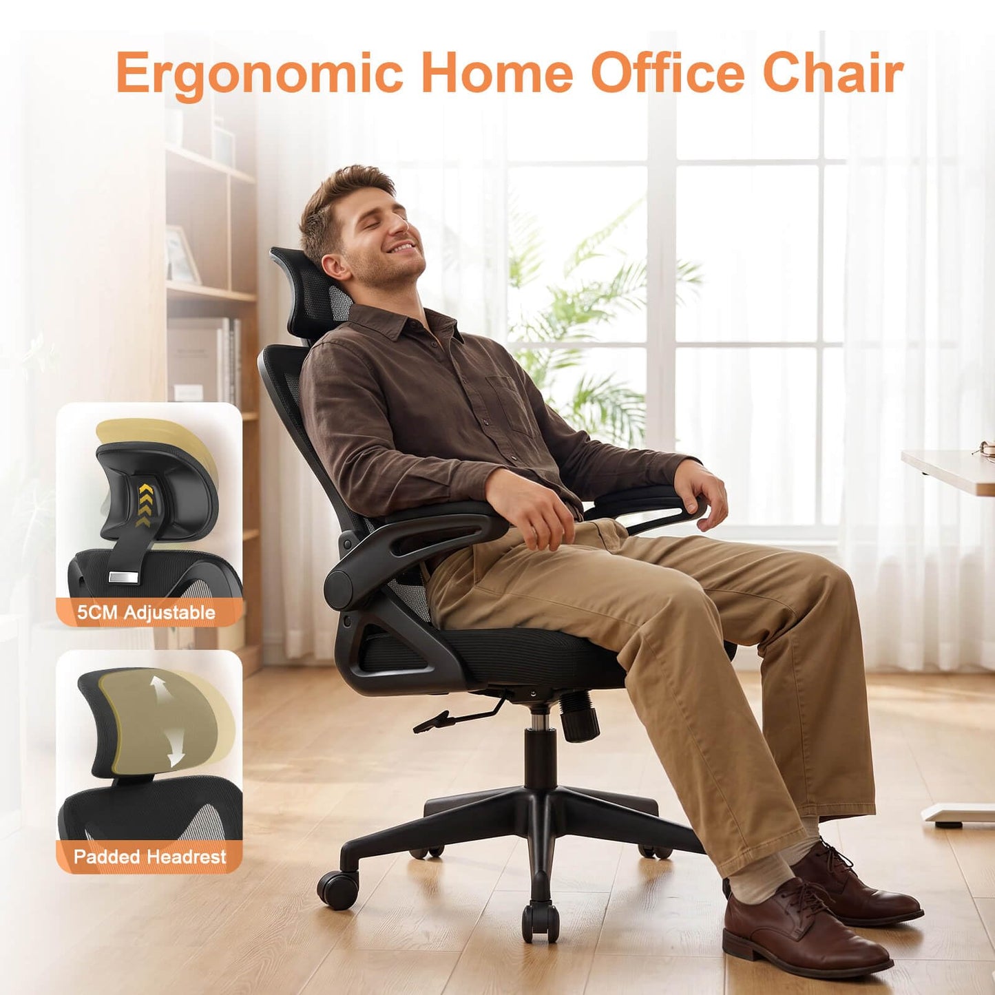 Neezee Office Chair - Ergonomic Desk Chair Breathable Mesh Chair with Adjustable Lumbar Support Headrest