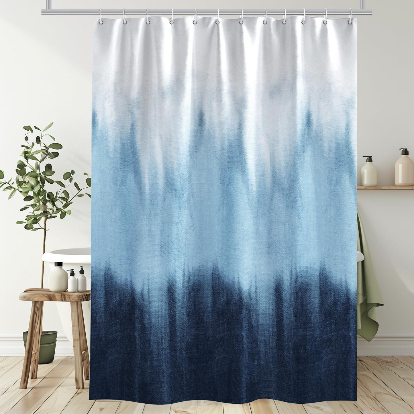 Lirzxin Shower Curtain for Bathroom, Waterproof Shower Curtains Polyester Abstract Gradient Forest Theme Modern Thick Mildew Resistant Bath Curtain