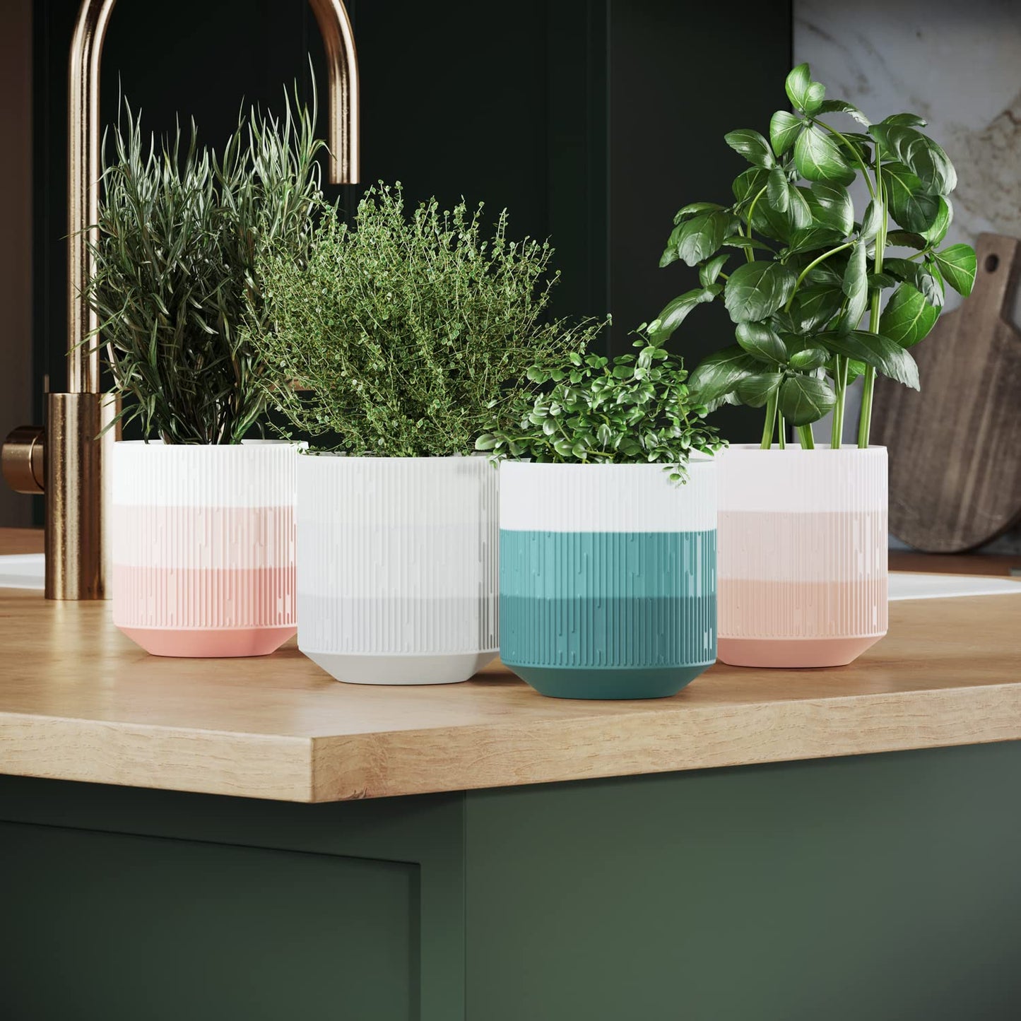 AmeliaHome Ceramic Storage Box Ombre Pattern Organiser Flower Pot 9 x 9.8 cm Fino Powder Pink White