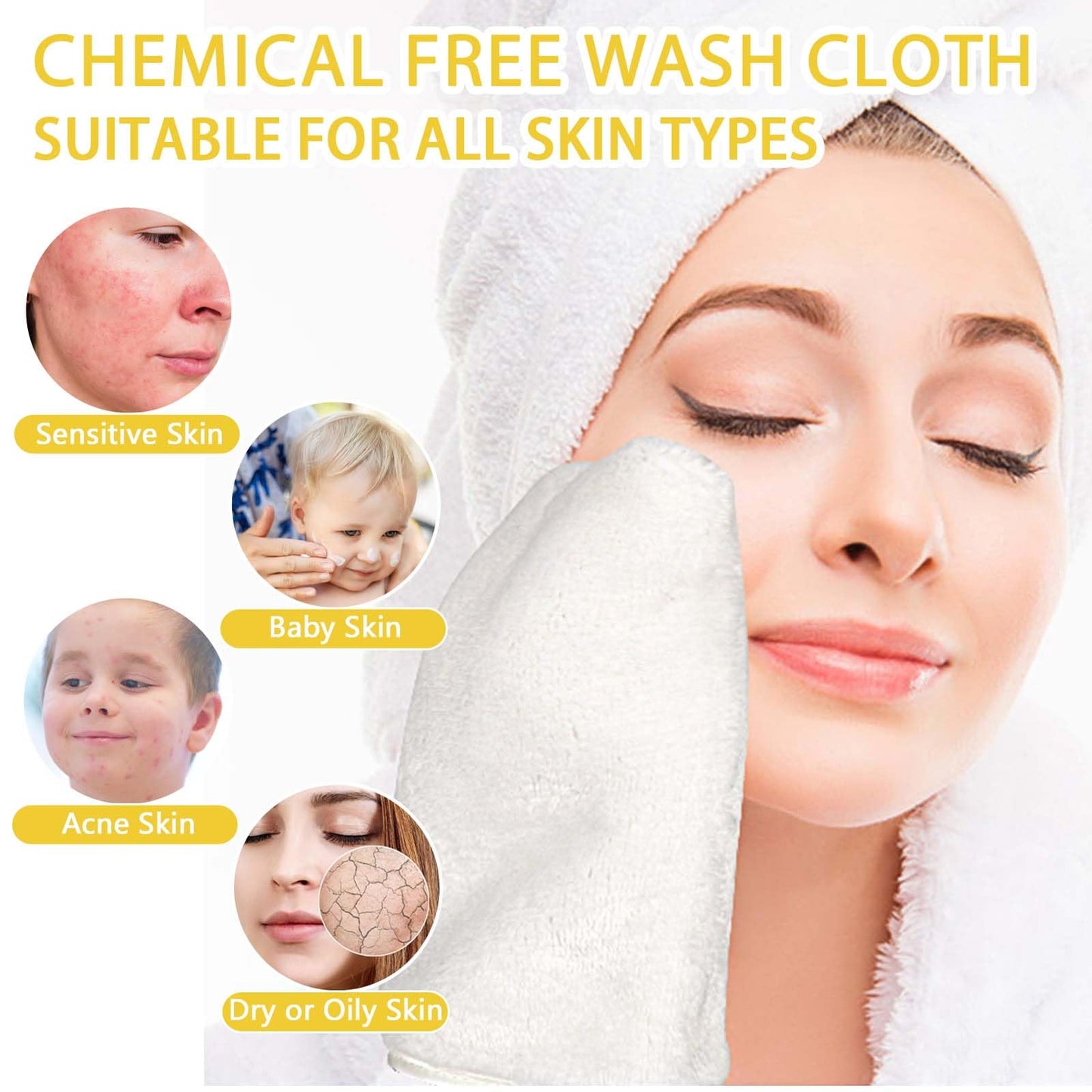 PHOGARY 6 Pack Microfiber Flannel Face Cloths Face Body Wash Cloth, Super Absorbent & Soft Facial Mitts, Reusable Makeup Remover Wash Gloves