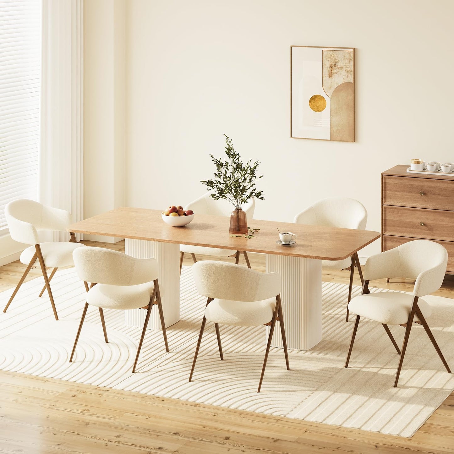 COLAMY Ergonomic Linen Dining Chair with 135° Recline, Breathable Cotton-Linen Fabric, Wooden-Look Metal Legs, 125kg Capacity