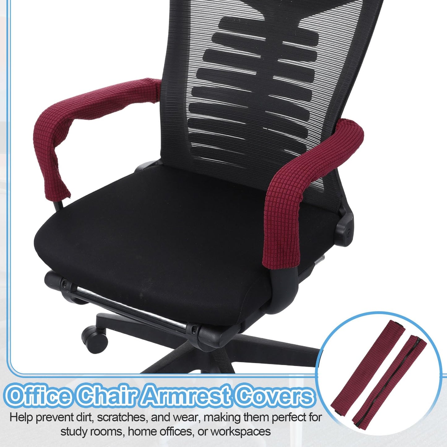 PATIKIL 55 x 9cm Office Chair Armrest Covers, 1 Pair Office Chair Arm Covers Computer Chairs Arm Rest Cover with Zipper Removable Rest Slipcover Hand