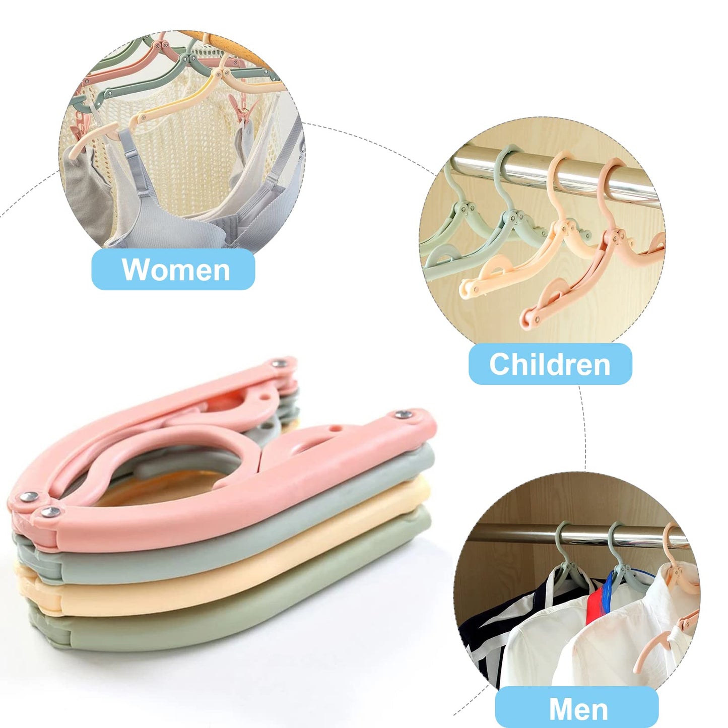 Portable Travel Hangers, Portable Clothes Hangers Save Space, Folding Plastic Clothes Hanger Multifunction Travel Accessories for Home Hotel Camping