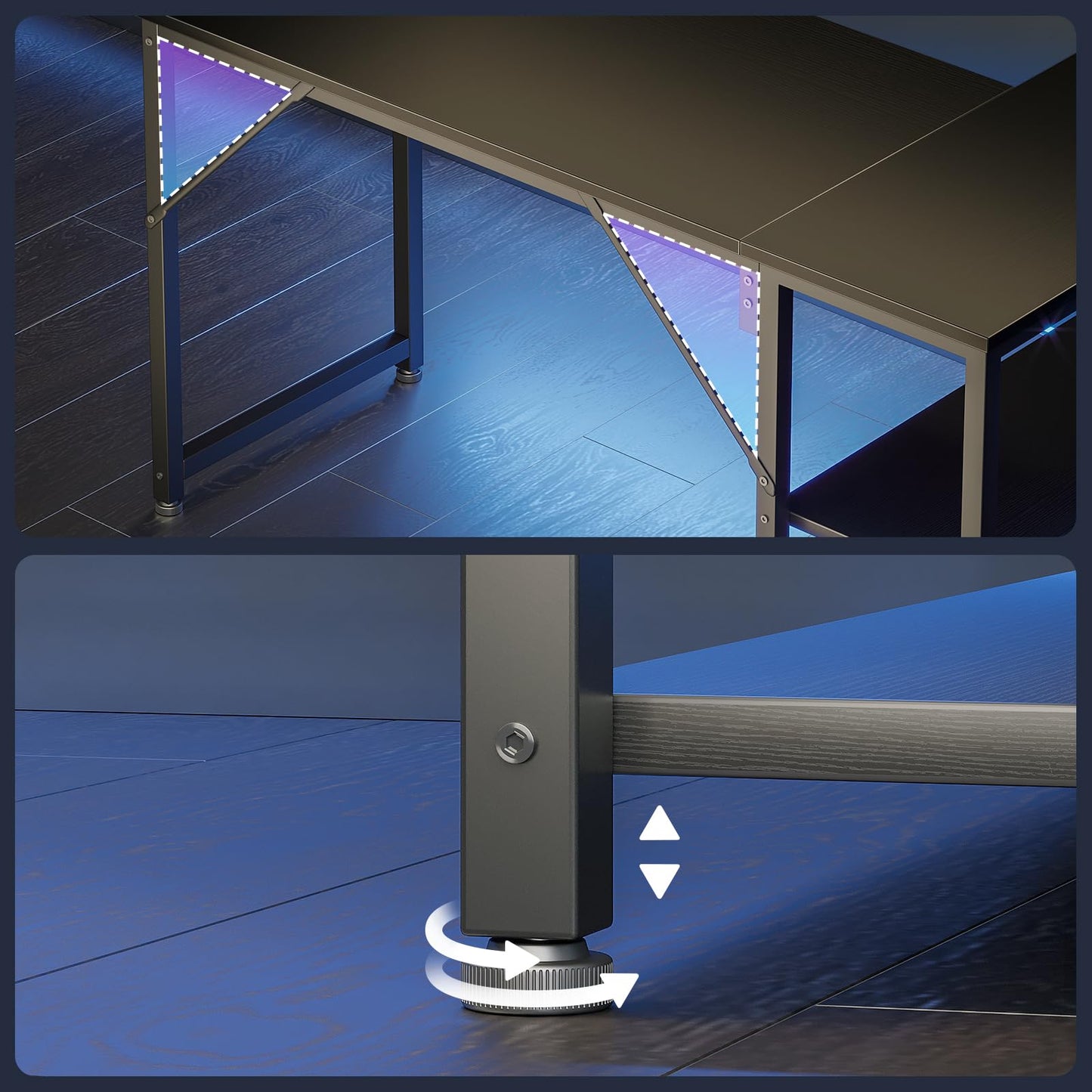 Coleshome L Shaped Gaming Desk for Small Space, 100x70 cm Black