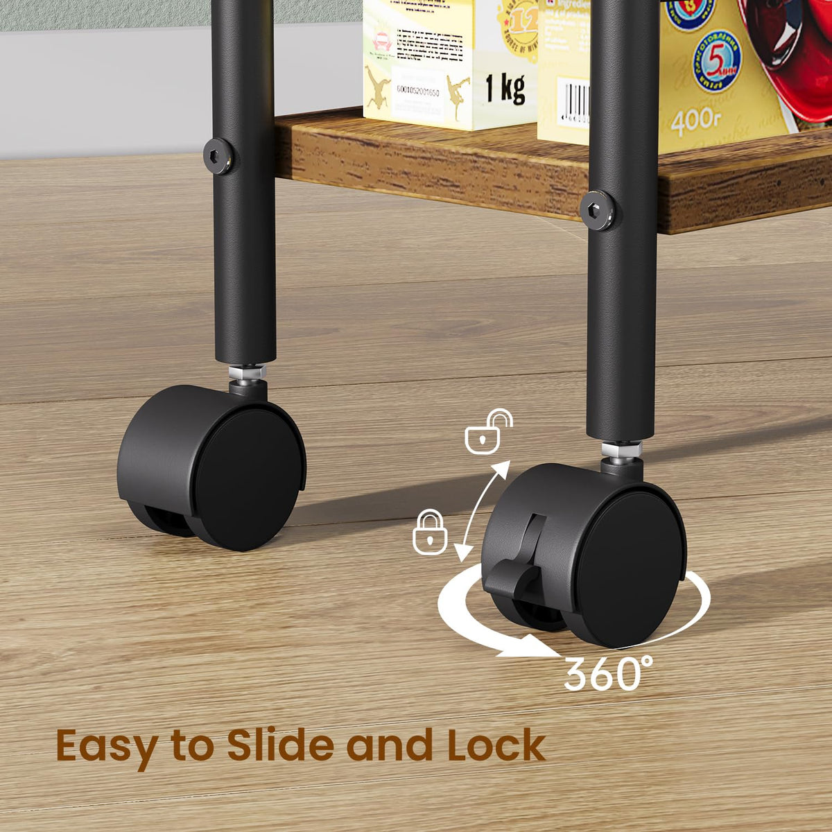 Asgolion 4-Tier Trolley, Space-Saving Kitchen storage trolley with Wheels
