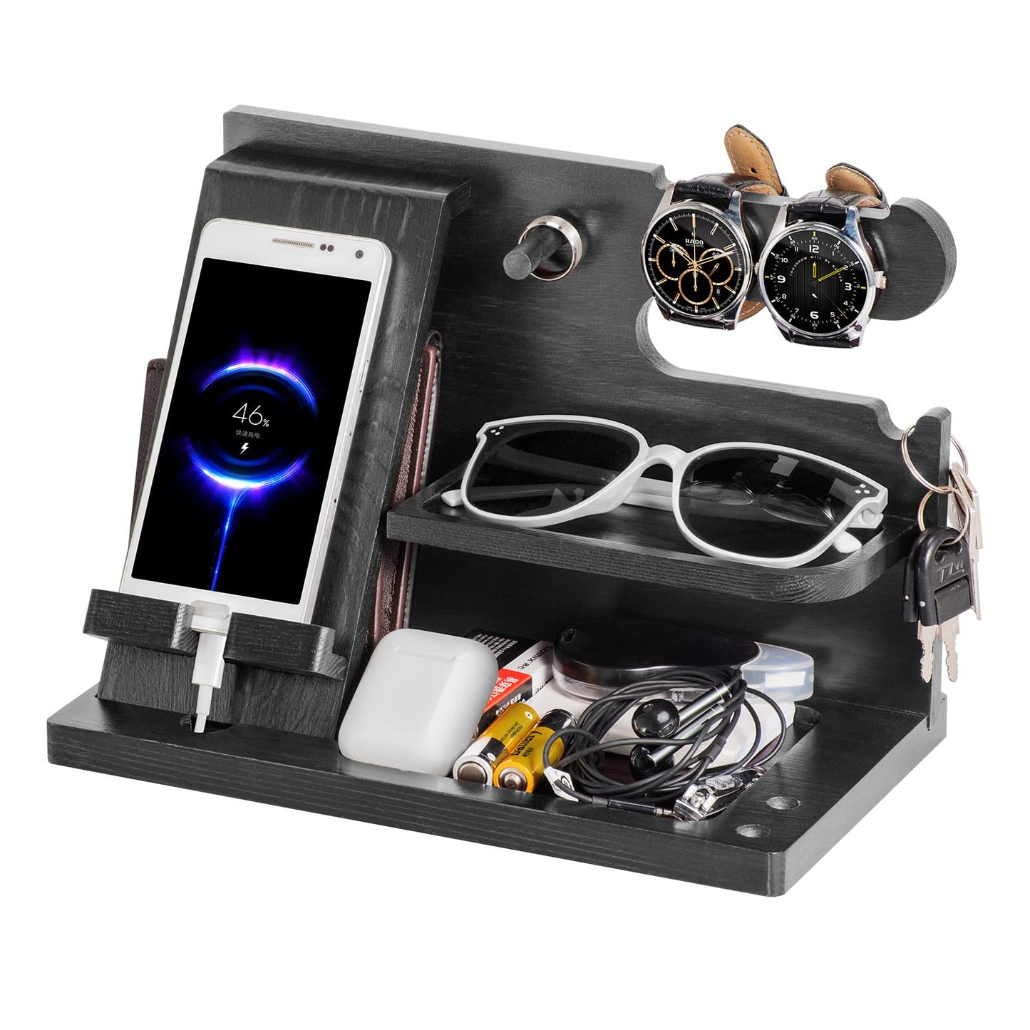 AliveByte Gifts for Men Fathers Day Dad Wood Phone Docking Station Bedside Organiser Him Father s Grandad Birthday Husband Wife Mum Anniversary Xmas