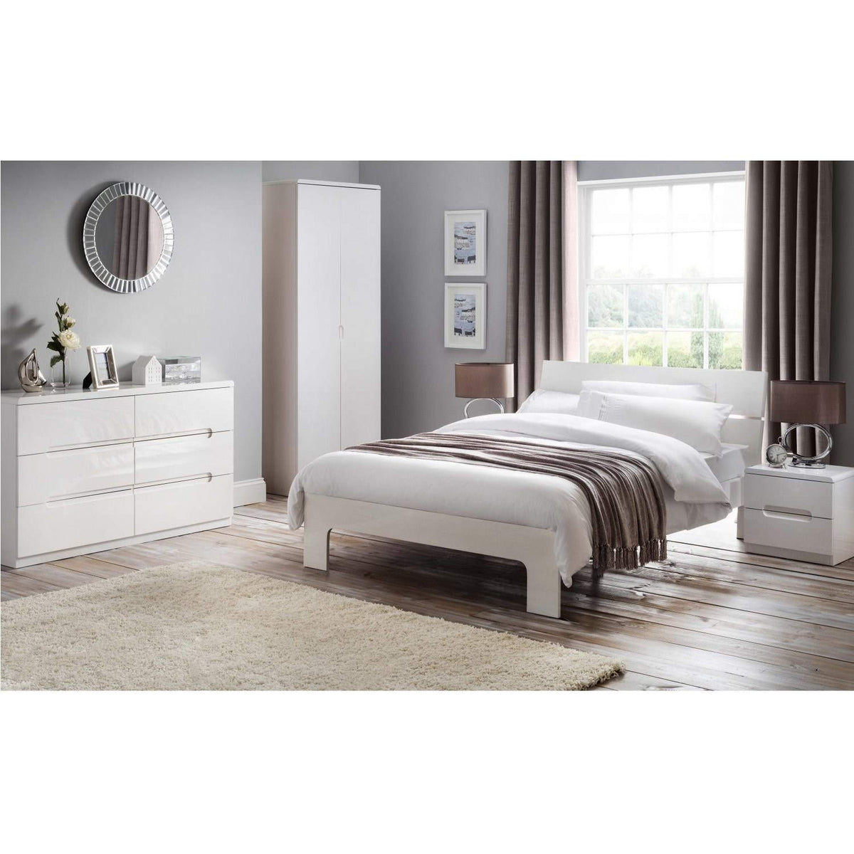 Julian Bowen Manhattan Wardrobe with Shelf, 2 Door, White - H197 x W74cm