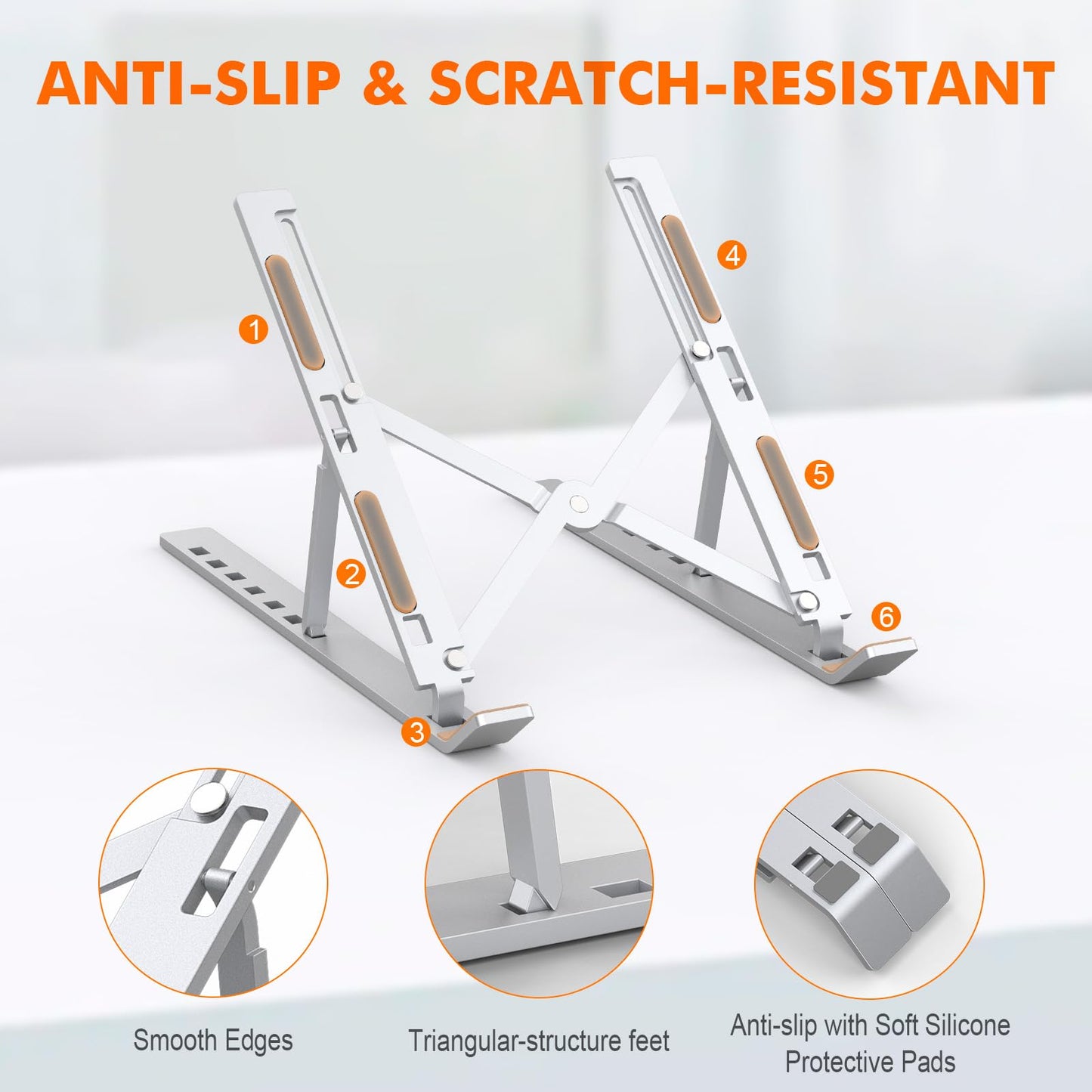 GRIFEMA Laptop Stand for Desk, Aluminum Laptop Riser 7-Angle Adjustable