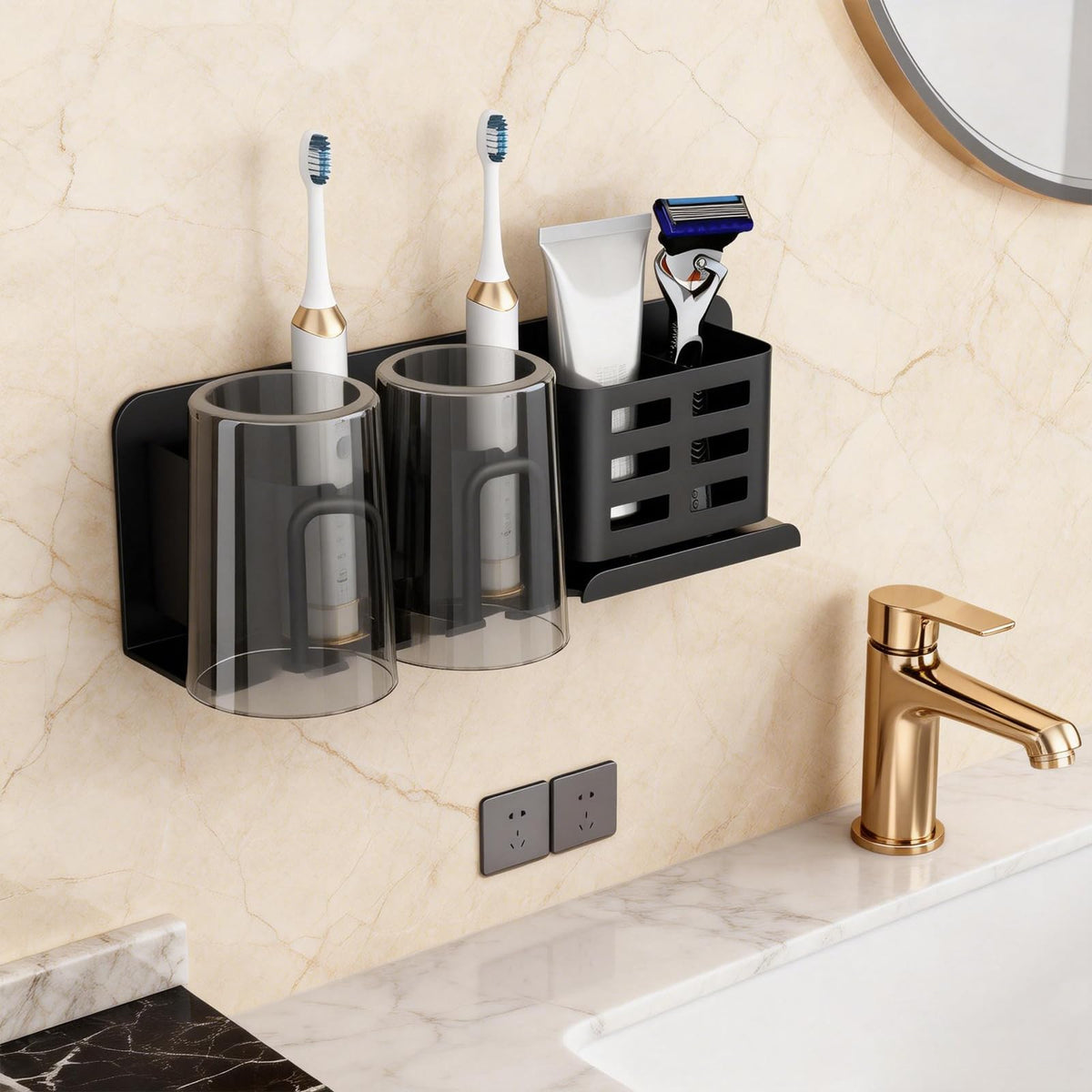 Toothbrush Holder Wall Mounted Electric Toothbrush Holder for Bathroom