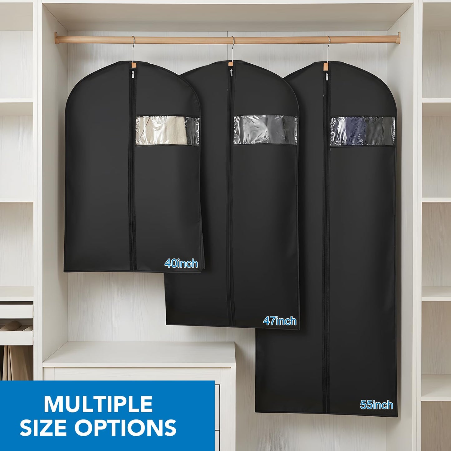 6 Pack Dress Bags Covers Long, PEVA Garment Bags, Dress Covers 60cm*140cm