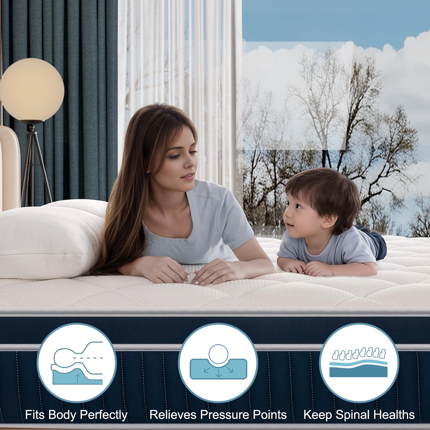 Hiimgo Hybrid Small Double Pocket Spring Mattress, 120x190x28CM