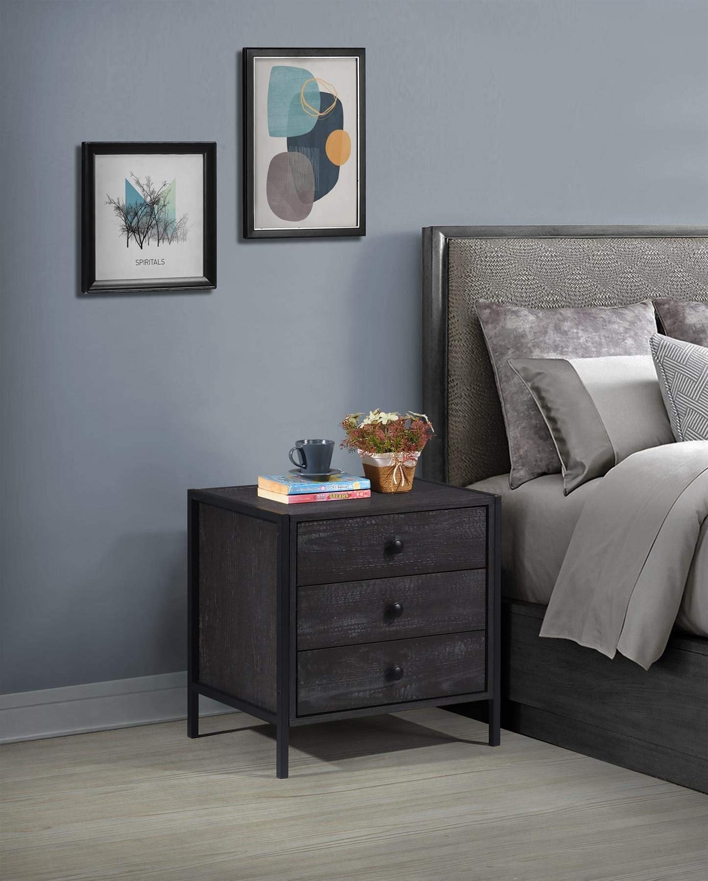 Timber Art Design UK Zahra Bedside Table with 3 Drawers Modern Bedroom Furniture Nightstand Storage Cabinet Unit for Living Room, Office, Bedroom,