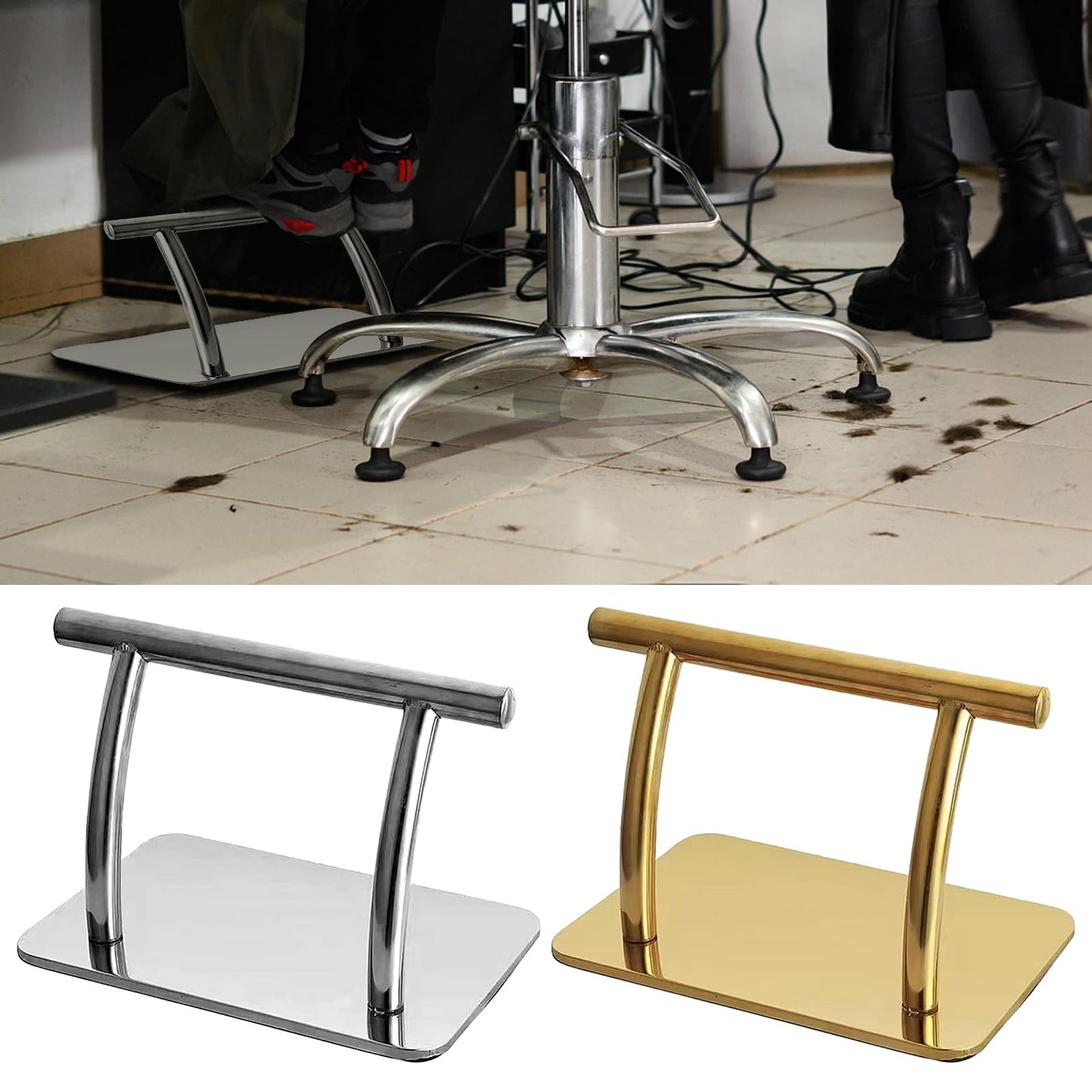 Salon Foot Rest Stainless Steel Professional Hairdressing Practical Durable Foot Pedal for Beauty Spa Nail Massage Barber Chairs Hair Chair,Mobile