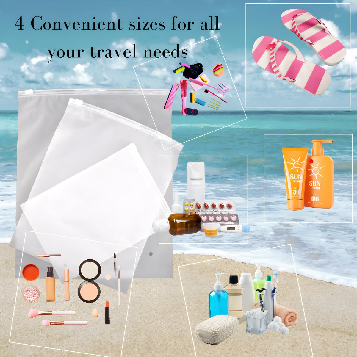 Frosted ZipLock Bags (35x40) 20 Pack - One Size - Zip Lock Travel Storage Bags - Hospital Bag Organiser Pouches