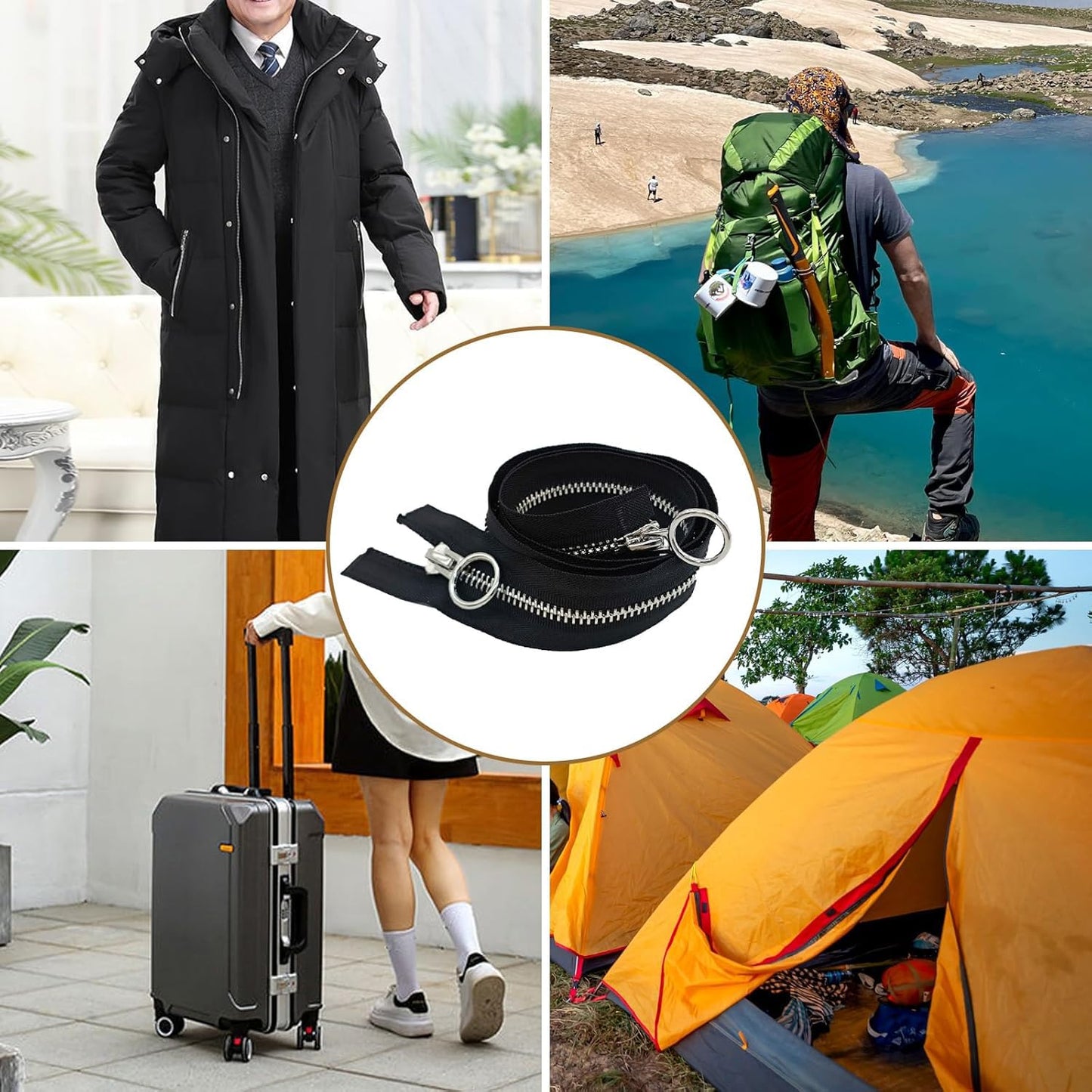 XCSJ #5 Zip 70 cm, Metal Zip 2-Way Separable Sewing for Jackets, Coats, Down Jacket, Suitcase, Tent, Bag, DIY Sewing Craft (Black, 70 cm)