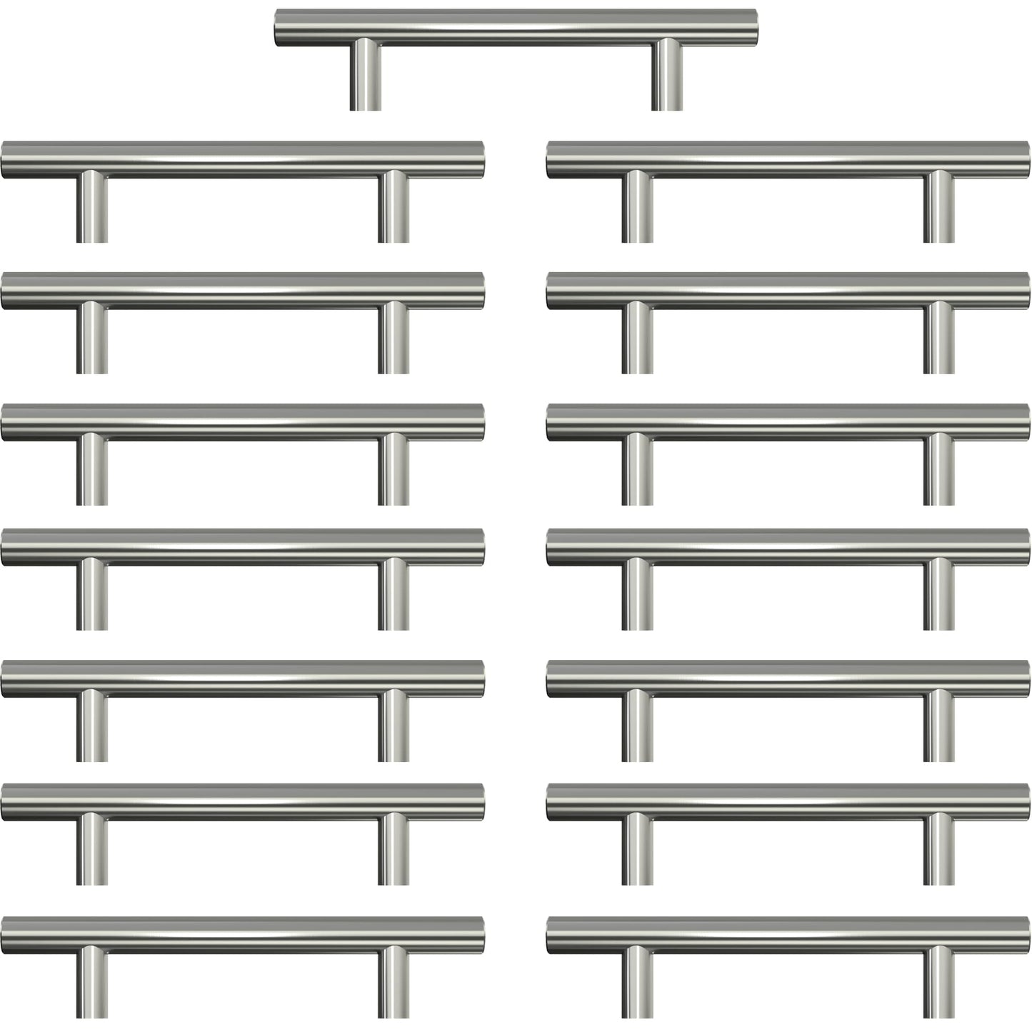 AwmnSrman Kitchen Cupboard Handles Silver 15 Pack 96 mm(3,78 inch) Hole Center, Brushed Finish Stainless Steel Installation of Holes