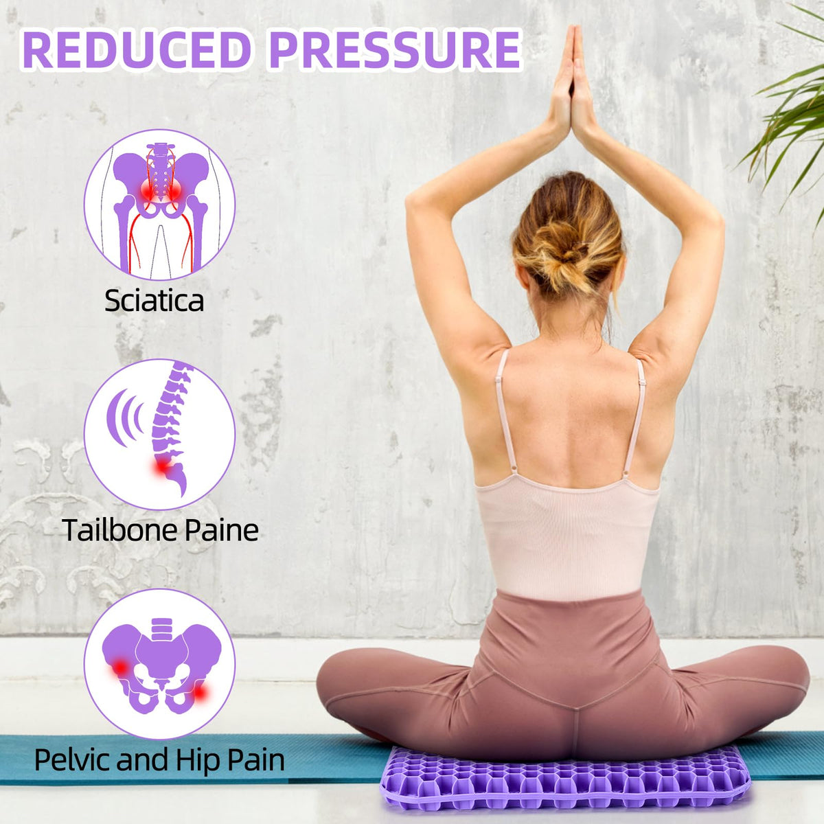Dyserbuy Honeycomb Cushion, Orthopaedic Gel Seat Cushion for Pressure Relief, Memory Foam Cushions for Office Chairs, Car, and Wheelchair