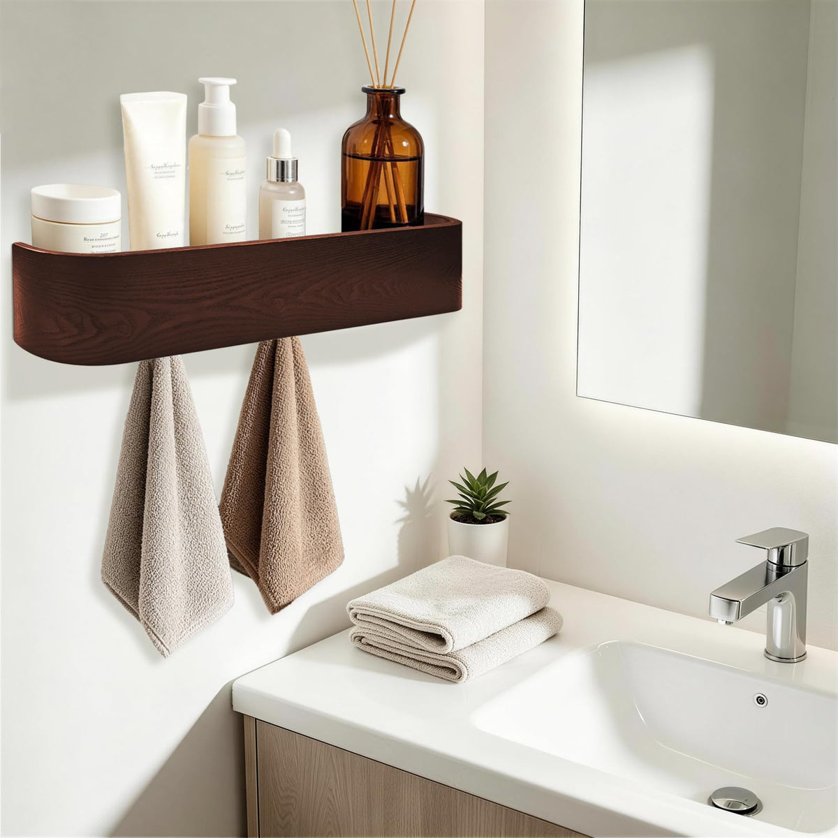 Topfinder Coat Rack with Shelf Wall-Mounted Organizer with 5 Hidden Hooks
