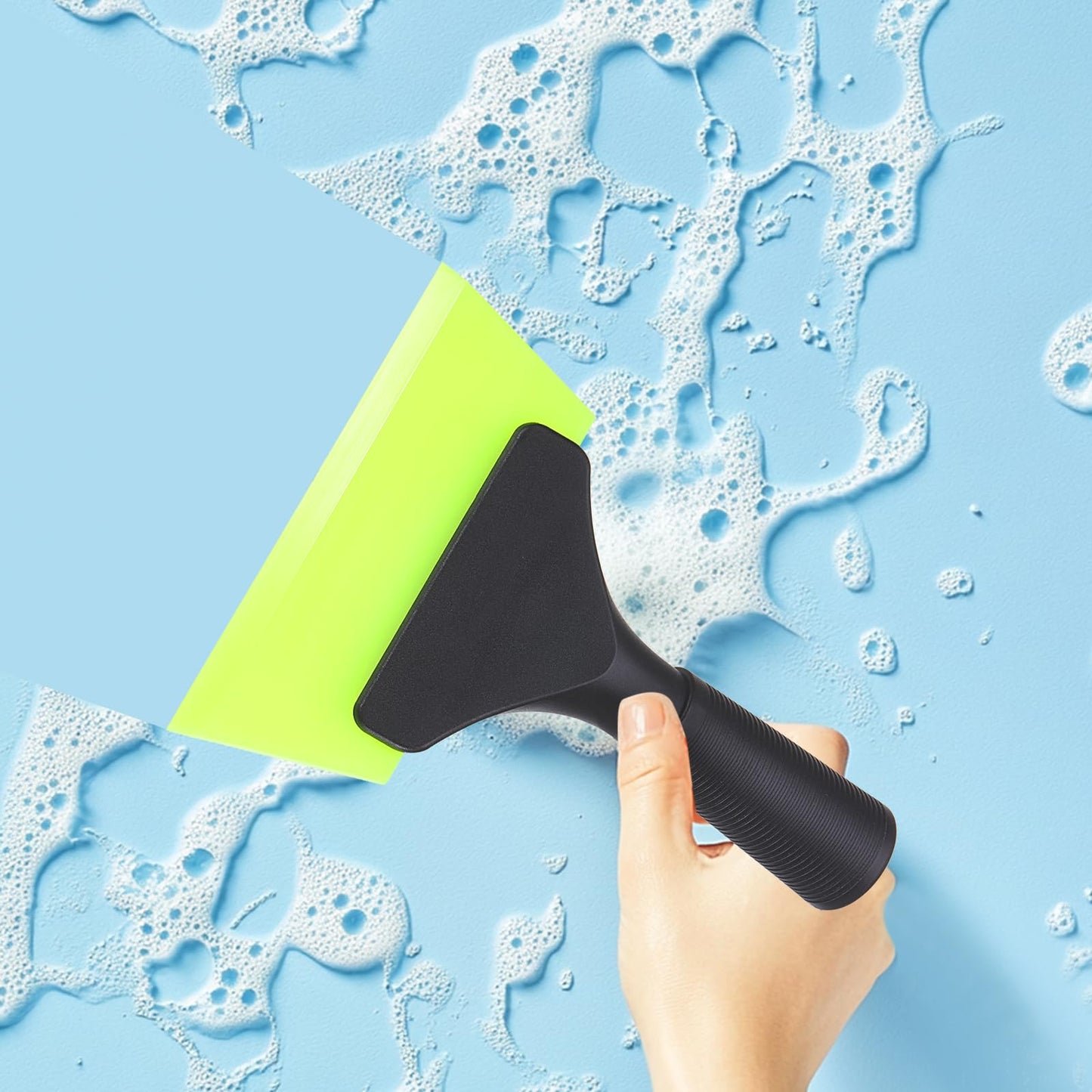 sourcing map 2Pcs 6 Inch Shower Squeegee for Glass Doors, All-Purpose Bath Squeegee with Handle for Bathroom Window Mirror Car Glass, Black/Black