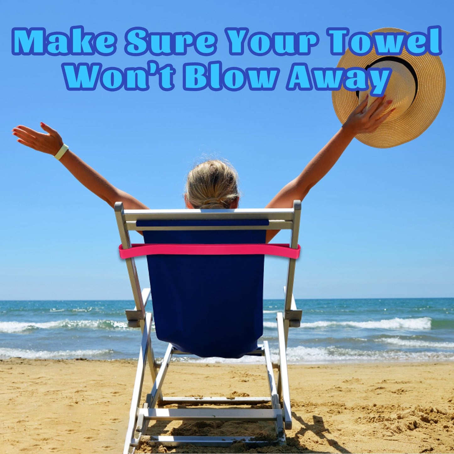 Towel Bands for Sun Loungers, 5 Pack Windproof Sunbed Towel Bands, High Elasticity Towel Bands for Pool, Chairs, Cruise