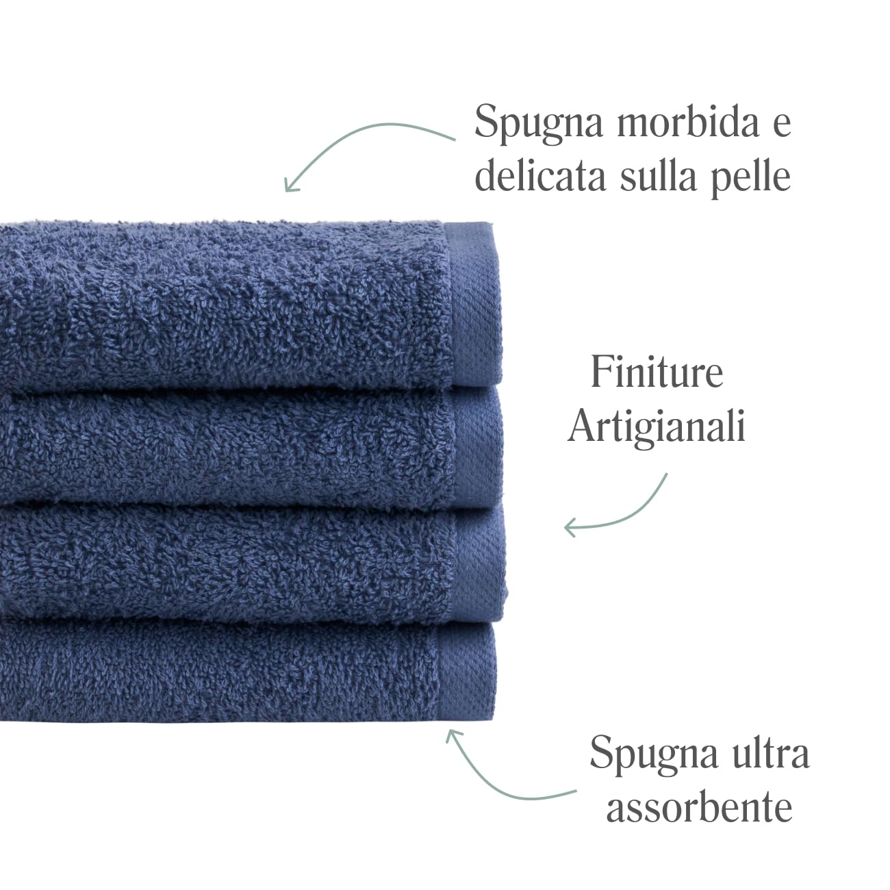 NELLA BIAGINI Minerva Bath Towels 30 x 30 cm, Set of 4, 100% Pure Terry Cotton, 420 g/m², Soft, Absorbent, Practical, Durable, Solid Colour