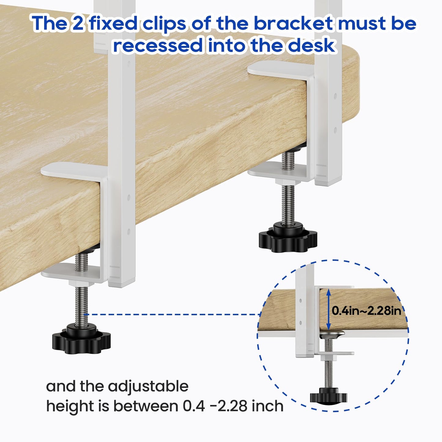 THYGIFTREE Clamp On Desk Shelf 2-Tier, Desk Extender Accessories for Office Gaming Accessories, Tabletop Book Storage Rack
