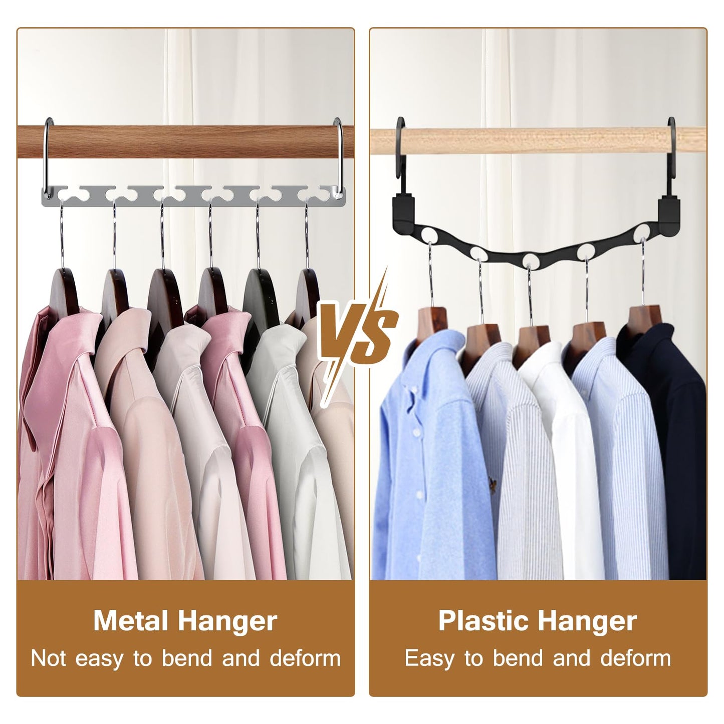 Sindax 8pcs Magical Space Saving Hangers, Stainless Steel Hangers for Clothes, Portable Closet Wardrobe Storage Organiser for Trouser Coat and Suits