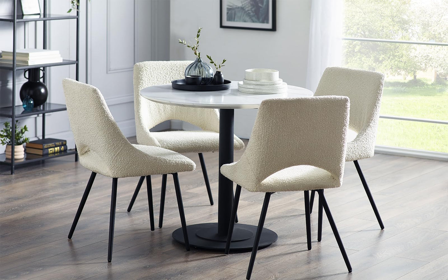 Julian Bowen Iris Dining Chairs, Set of 2, Ivory - H84 x W52 x D61cm