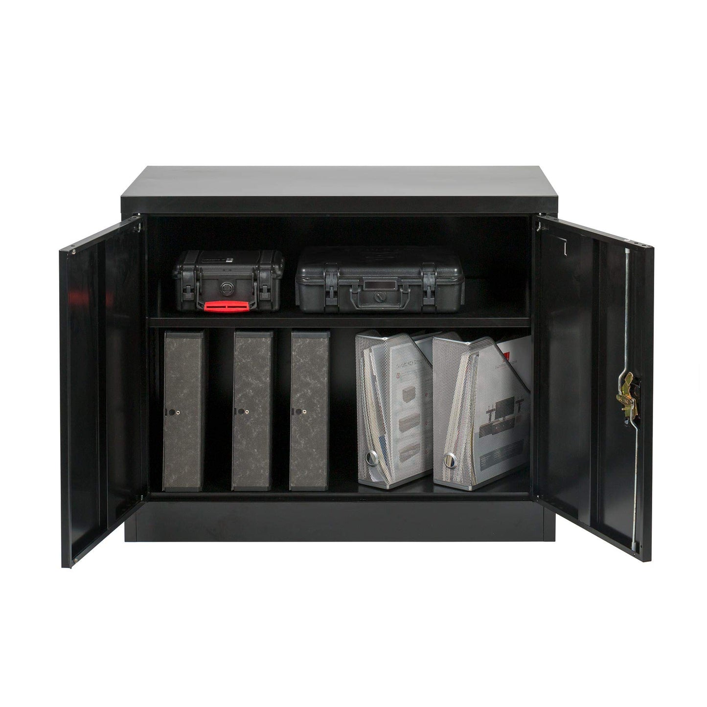 MMT Furniture Designs Black Steel 2 Door Storage cupboard with Lock, 900mm tall