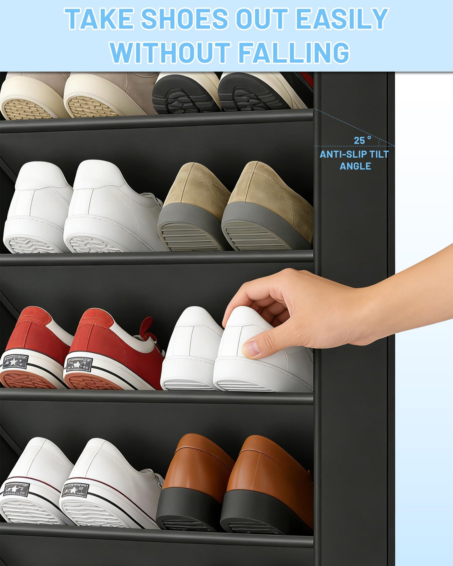 OulQinyhome Door Hanging Shoe Rack - Hanging Shoe Organizer with 8 Large Pockets - Hanging Shoe Rack Fits 16-24 Pairs of Shoes